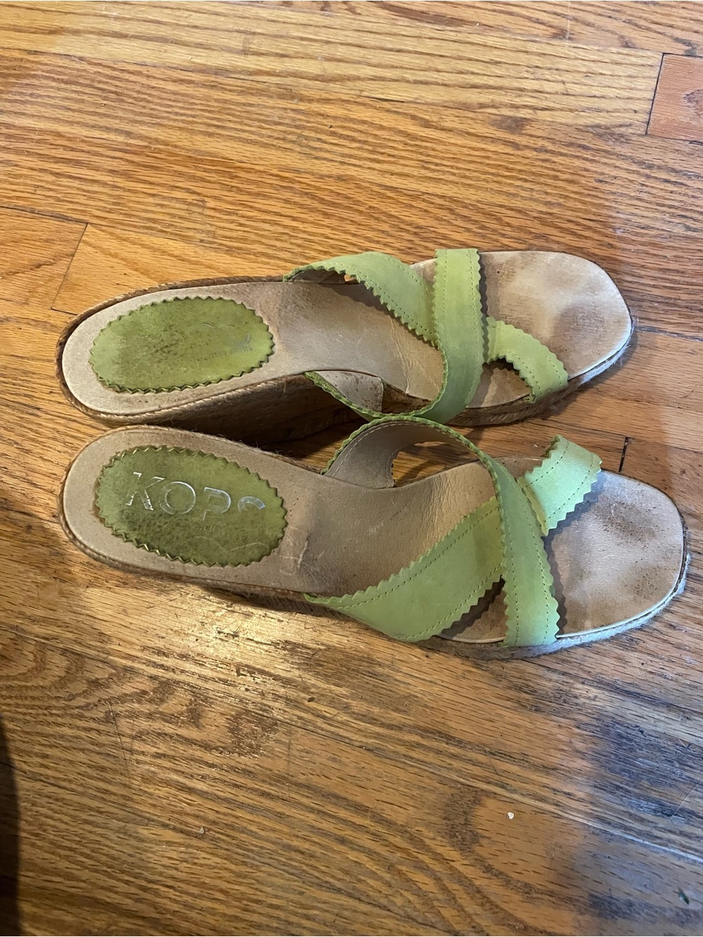 Kors by Michael Kors Lime Green Crisscross Slide wedge Sandals